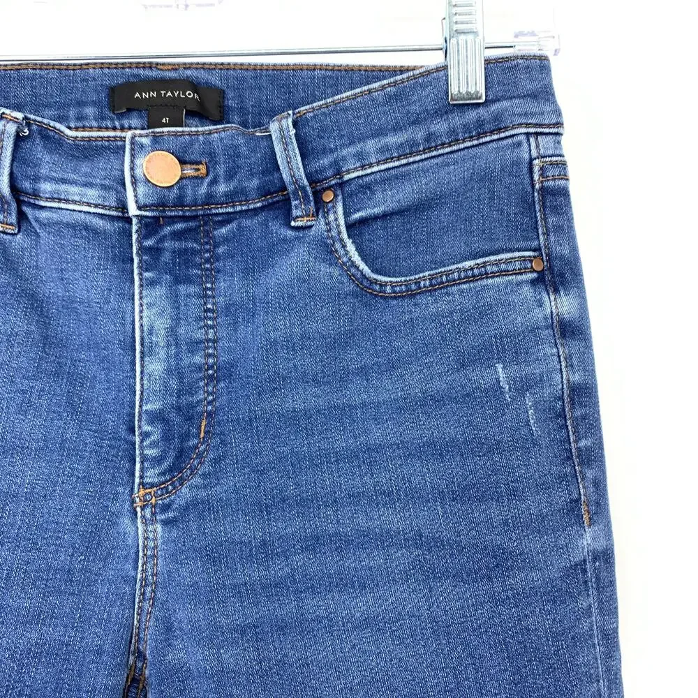 Ann Taylor The Skinny Jeans Womens Size 4T Medium Wash Stretch Denim Raw Hem - Picture 3 of 6